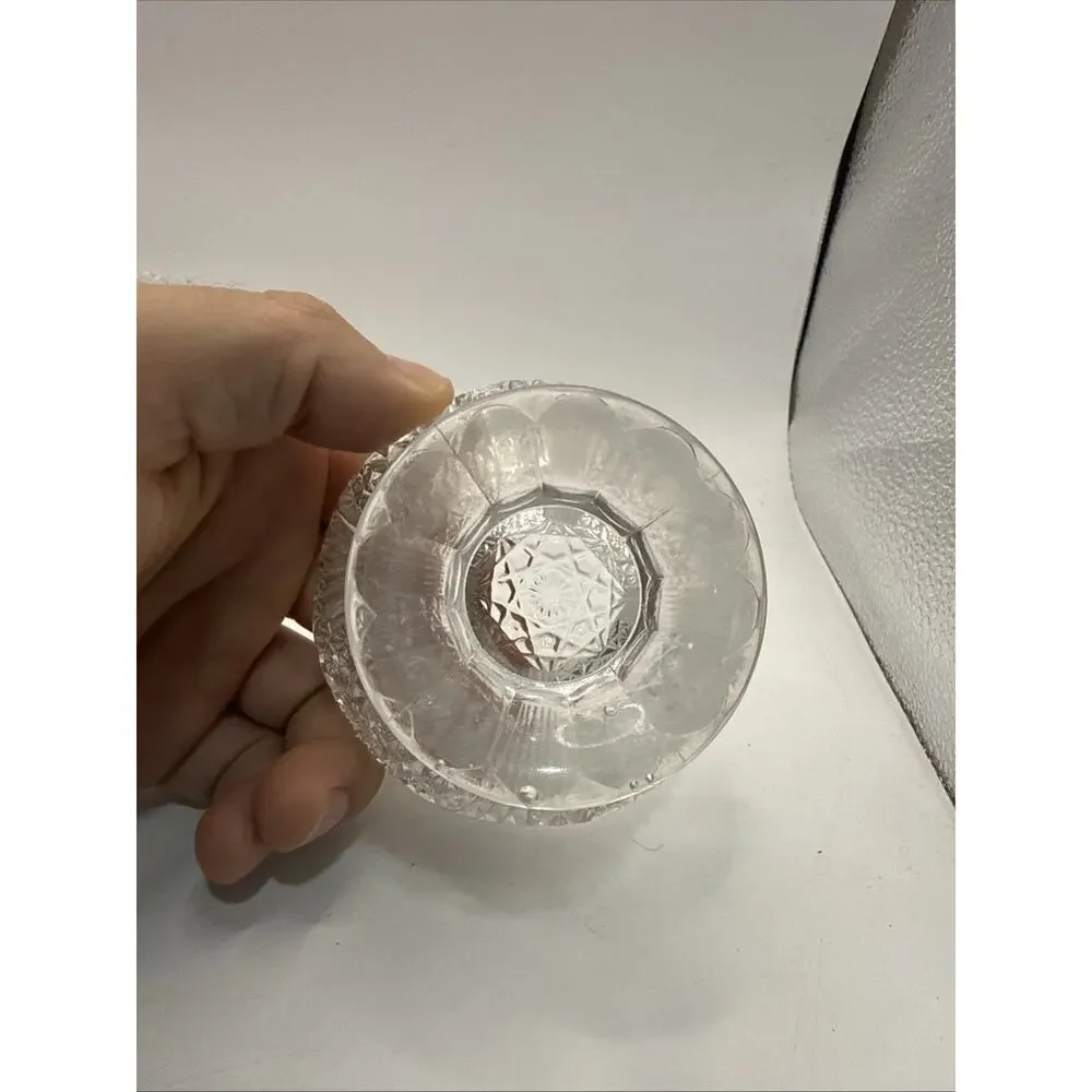 Vintage Set of 4 Footed Glass Dessert Berry Bowls Starburst Fan Pattern 4” *